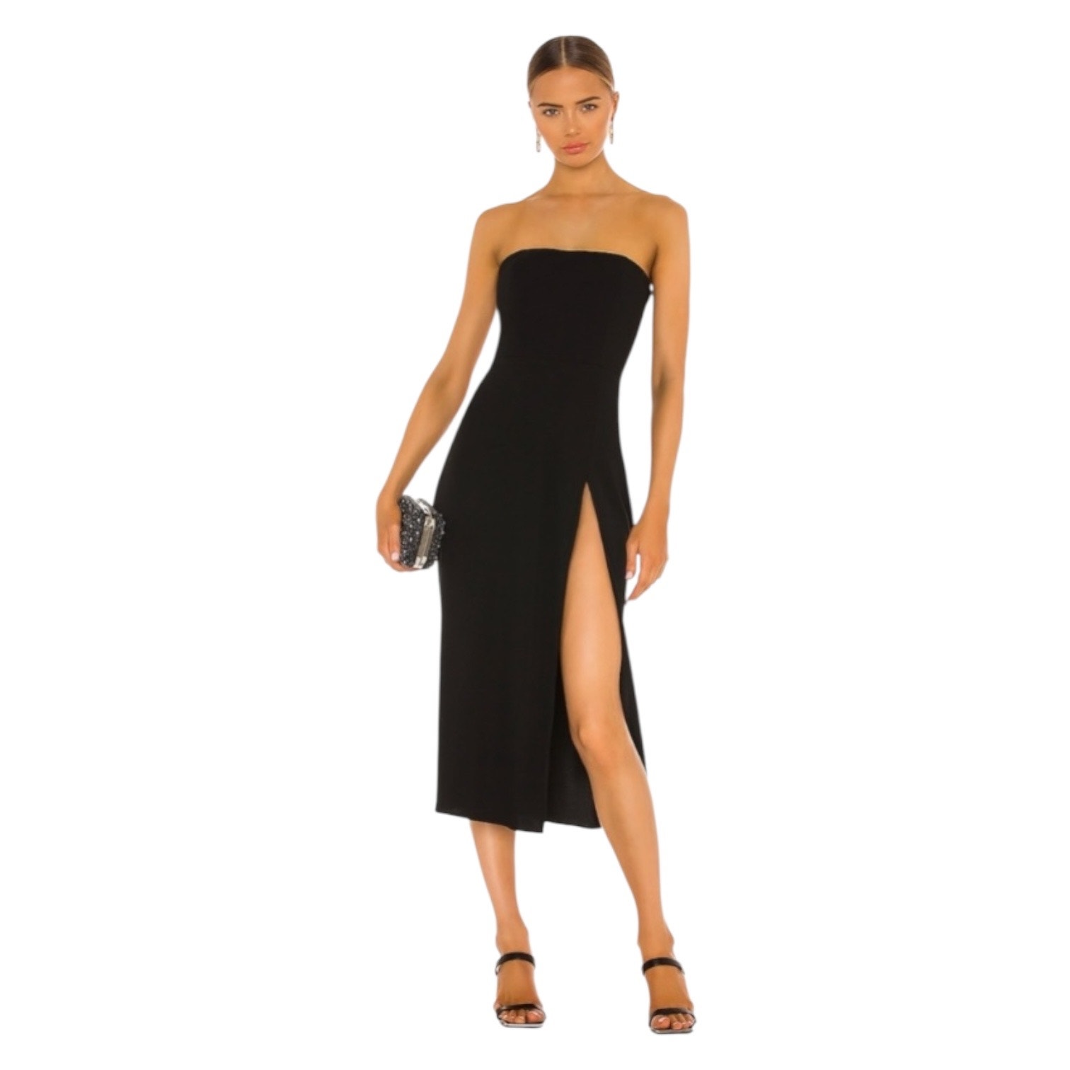 Amanda Uprichard Mandy Strapless Black Midi Dress Size S